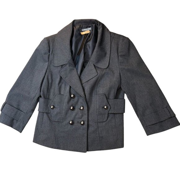 APT 9 Stretch Notched Lapel Belted Blazer in Gray Size 8 - Picture 6 of 8